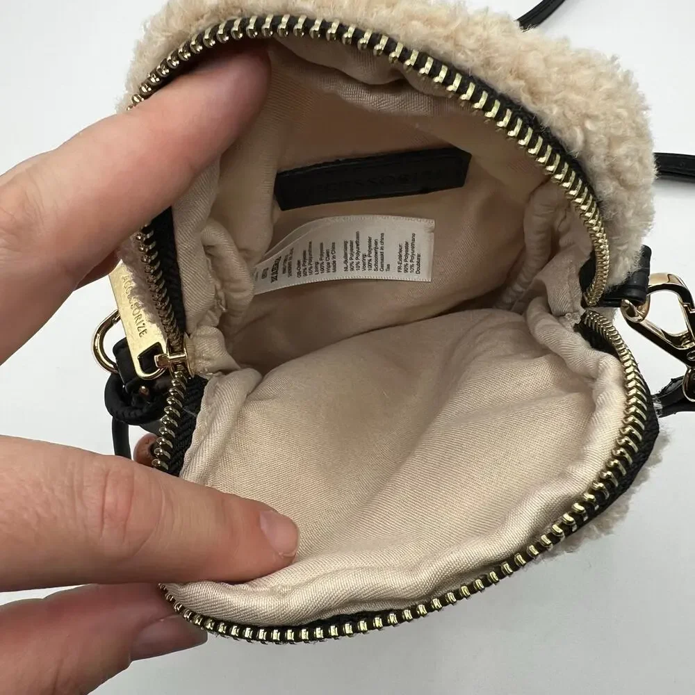 Accessorize Off White Sherpa Small Crossbody Bag